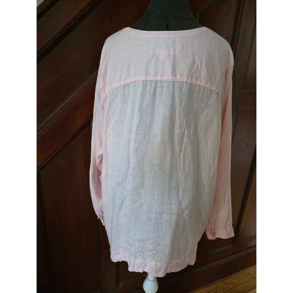 J. Jill Womens 100% Linen Pink Blouse With Button Details Size 2X - Picture 3 of 8